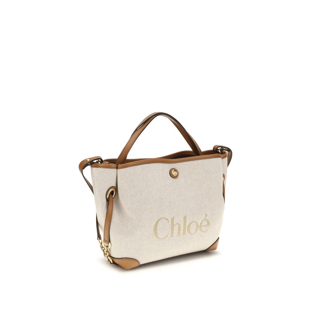 Chloé clover schoudertas beige katoen jacquard textiel