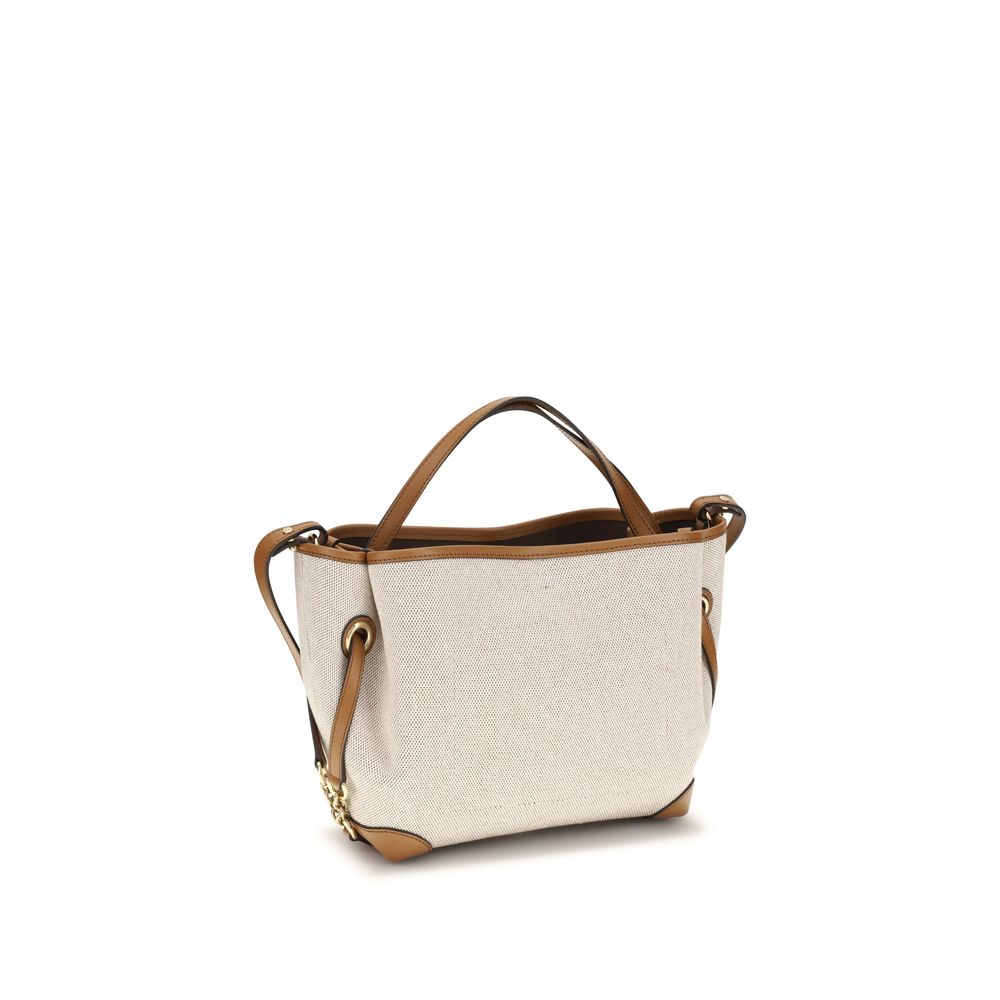 Chloé clover schoudertas beige katoen jacquard textiel