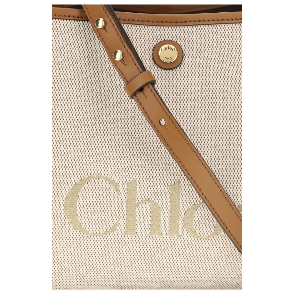 Chloé clover schoudertas beige katoen jacquard textiel