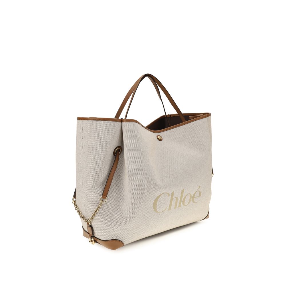 Chloé Carryall Tote Beauchamp Luxe Edition Beige Canvas