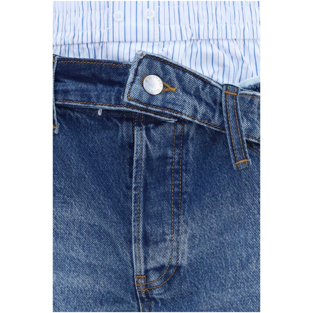 Alexander Wang Boxer Denim Shorts met Layered Effect