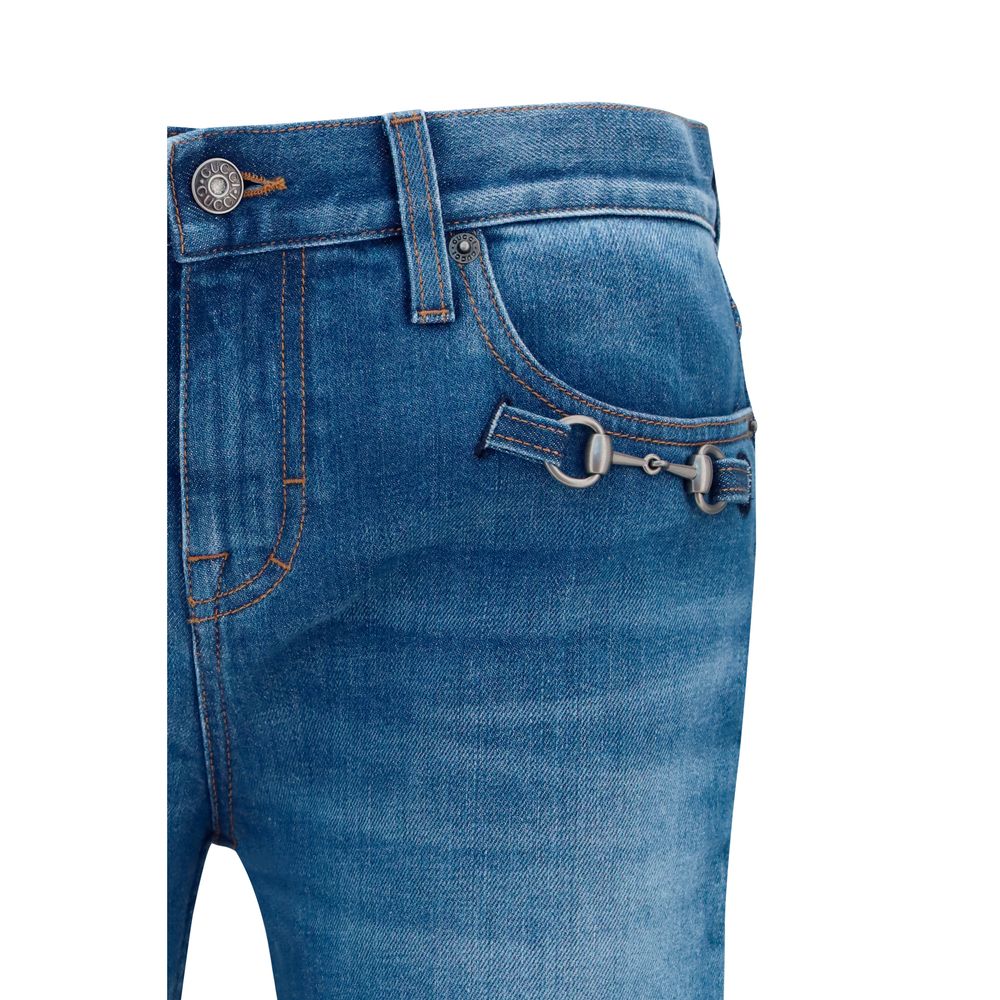 Gucci Stretch Denim Jeans met Horsebit Detail