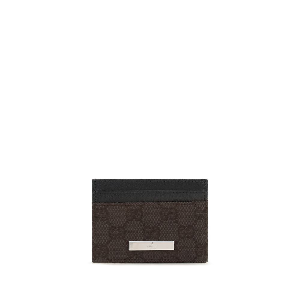 Gucci GG Canvas Card Holder met Leren Details