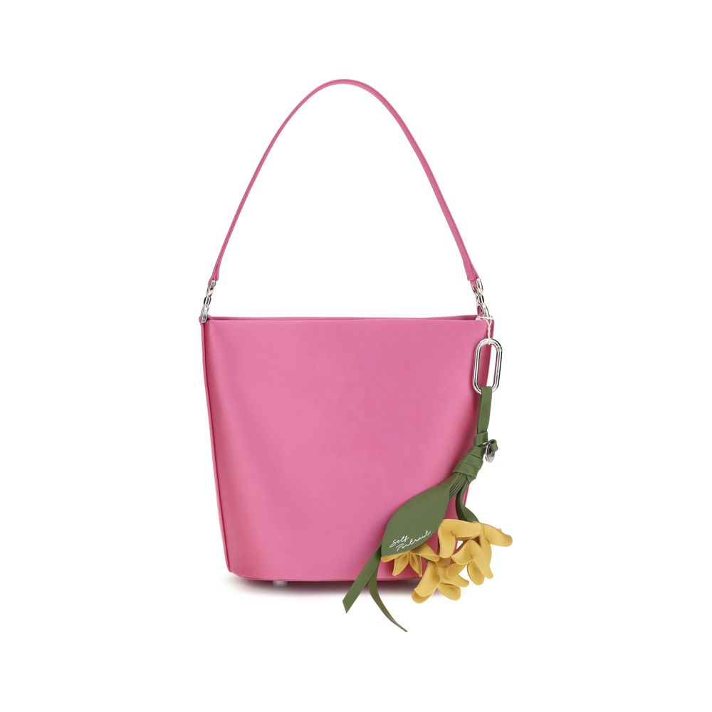 Self-Portrait multicolor satin reversible bucket bag