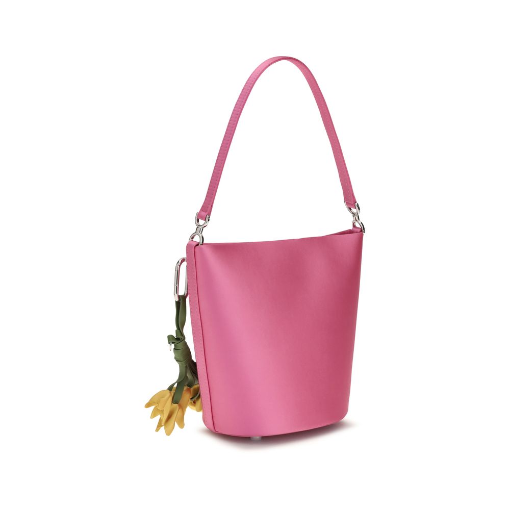 Self-Portrait multicolor satin reversible bucket bag