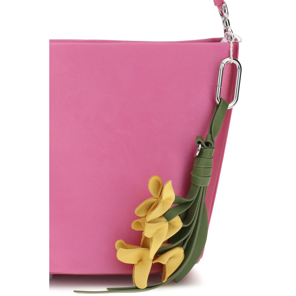 Self-Portrait multicolor satin reversible bucket bag