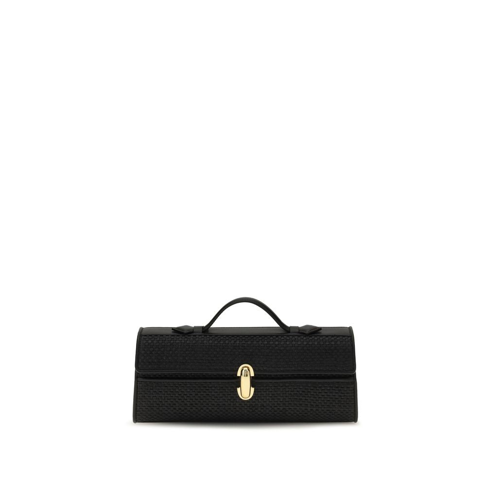 Savette signature symmetry pochette raffia handtas