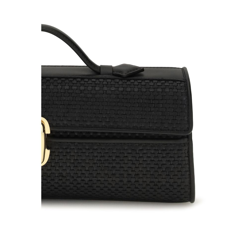 Savette signature symmetry pochette raffia handtas