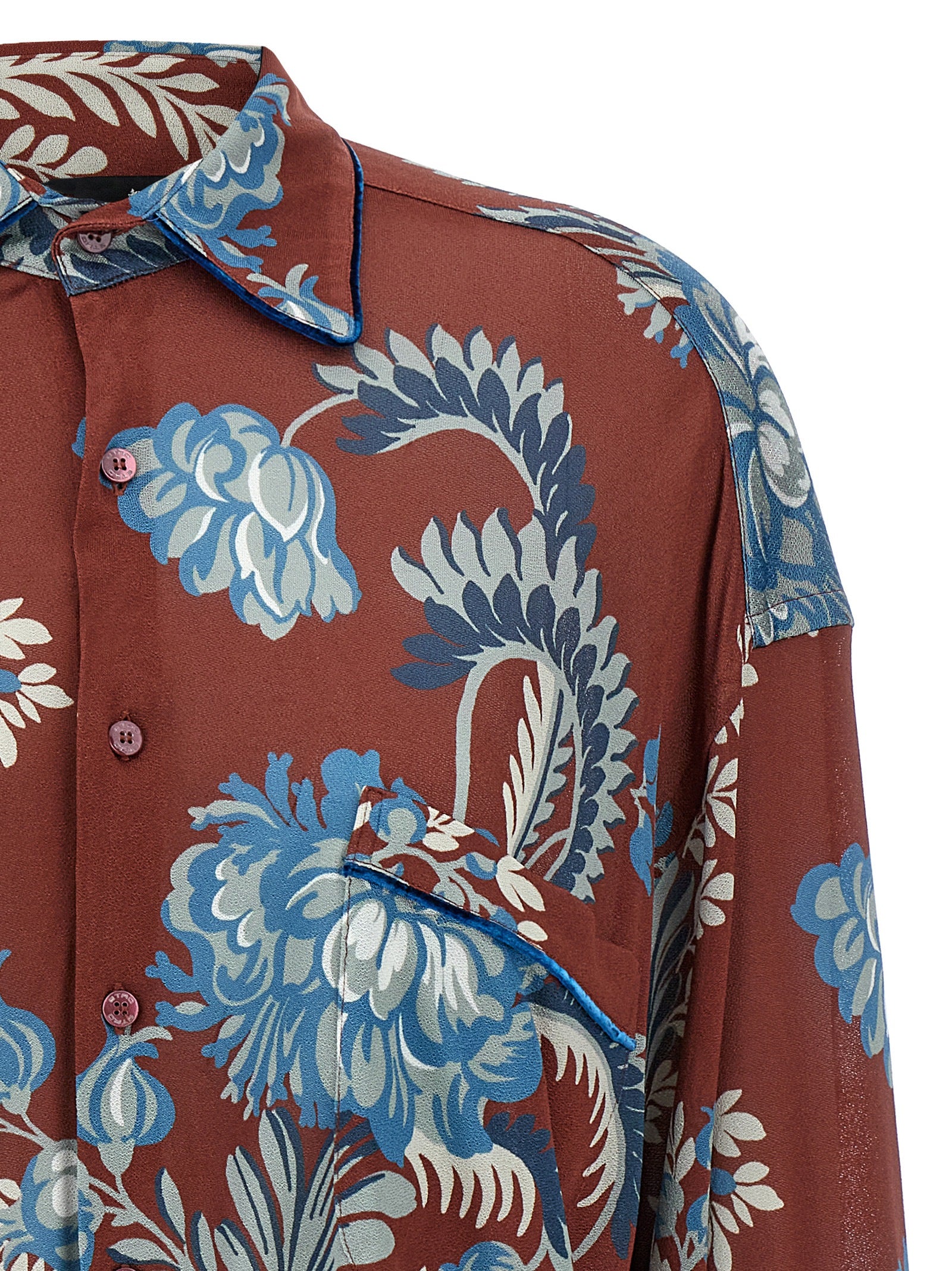 Etro Floral Foliage Sophisticated Silhouette Shirt