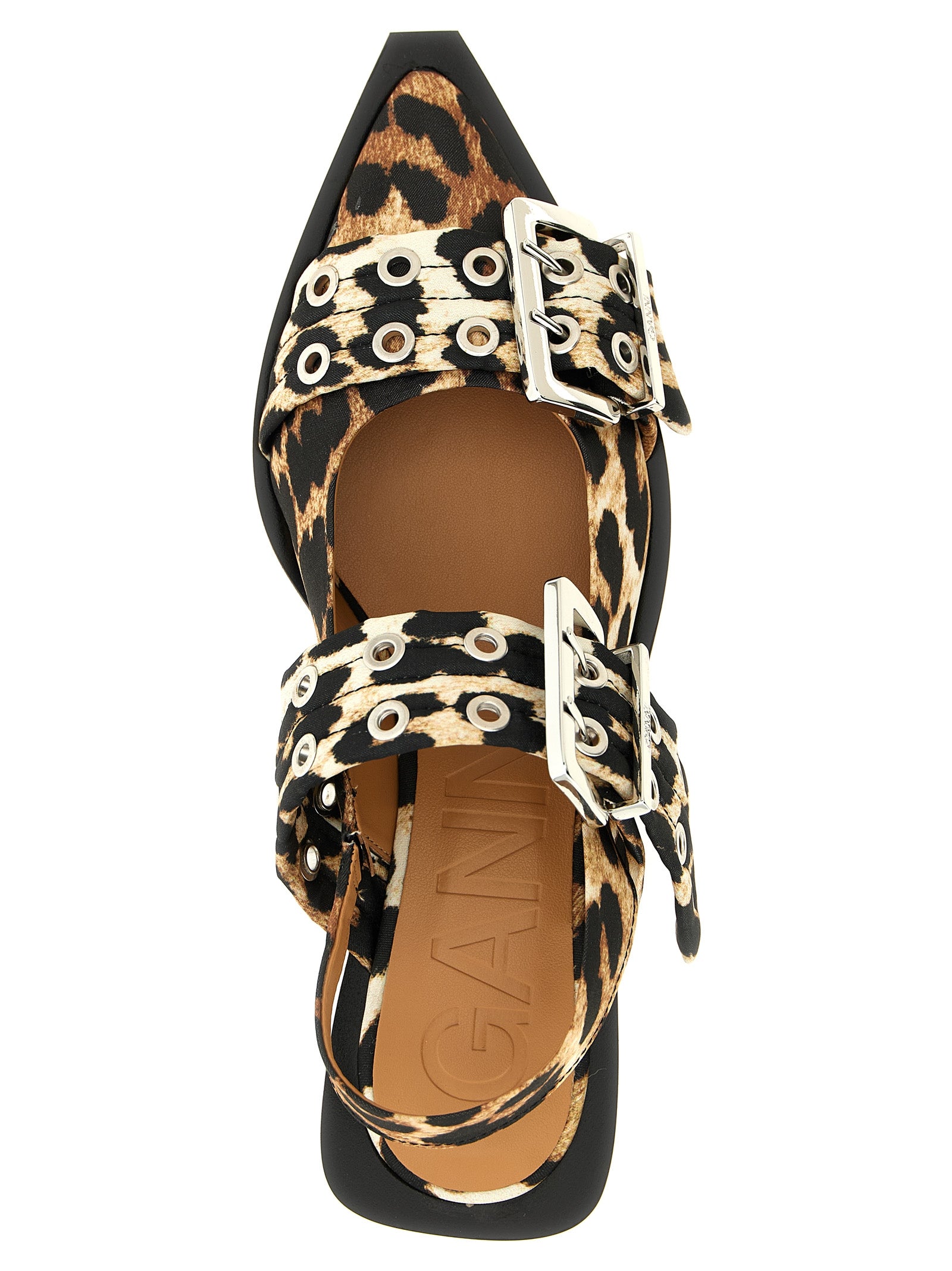Ganni Exquisitely Architectural Buckle Ballet Flats