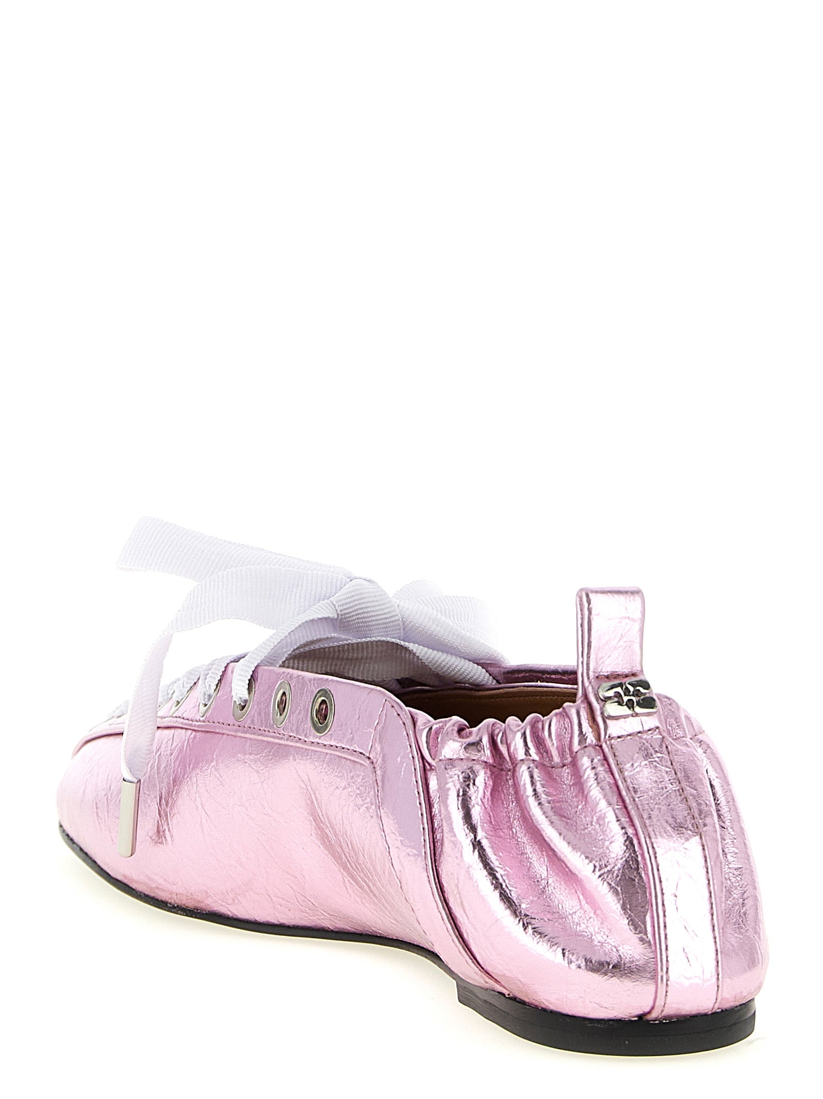 Ganni Lace-Up Ballet Flats International Collection