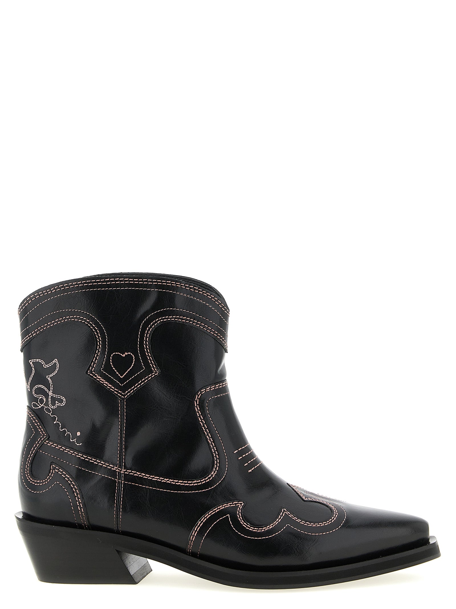 Ganni Low Shaft Embroidered Western Boots