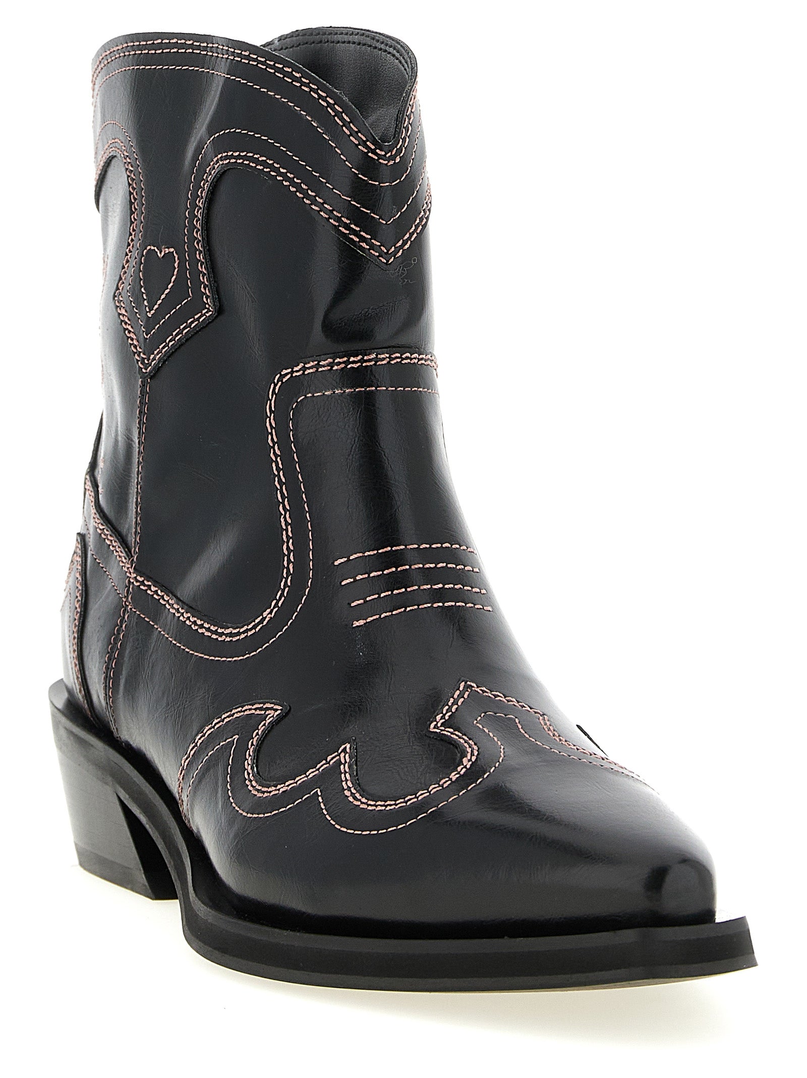 Ganni Low Shaft Embroidered Western Boots