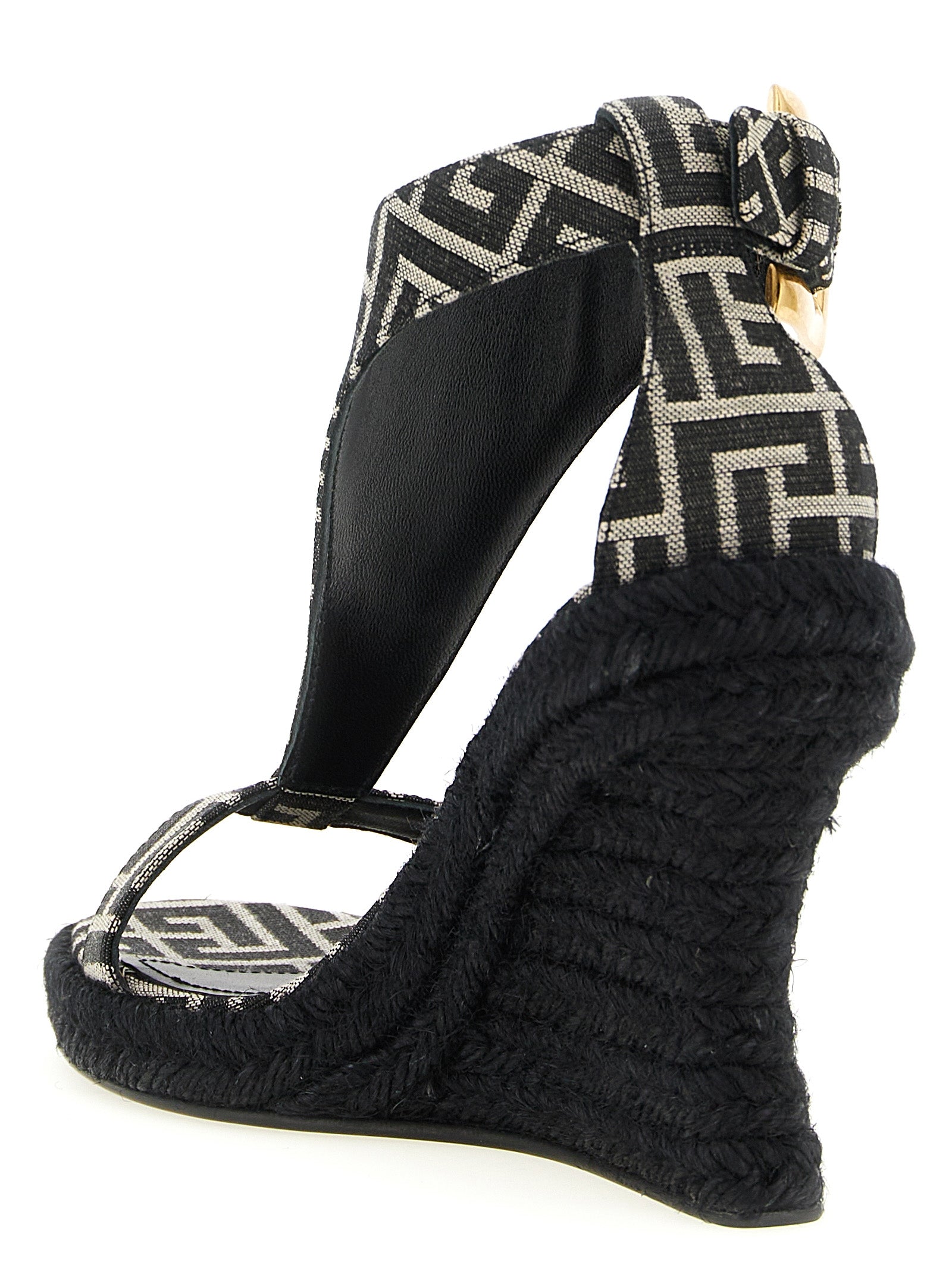 Balmain Anthem Buckle Monogrammed Jacquard Sandals