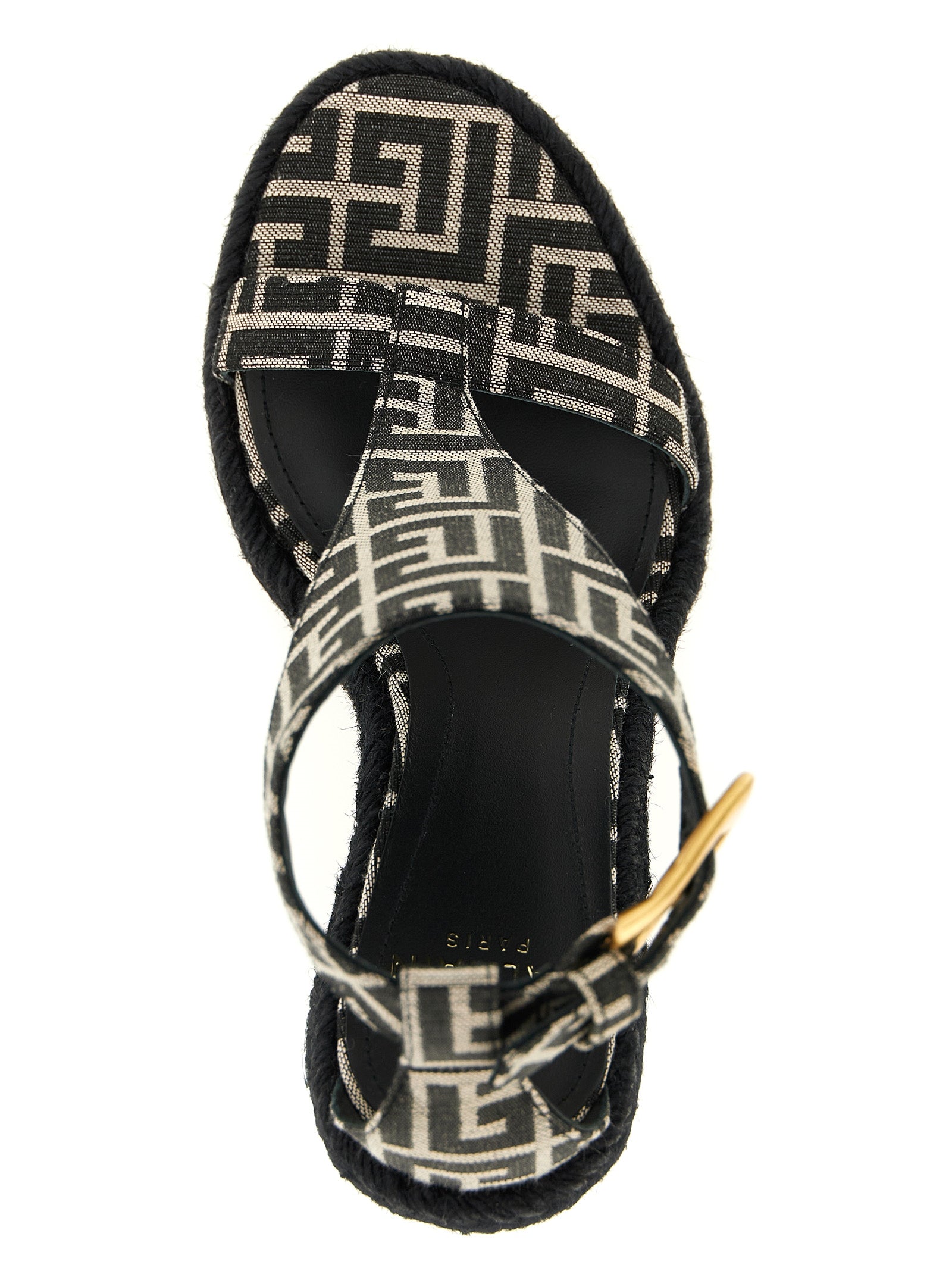 Balmain Anthem Buckle Monogrammed Jacquard Sandals