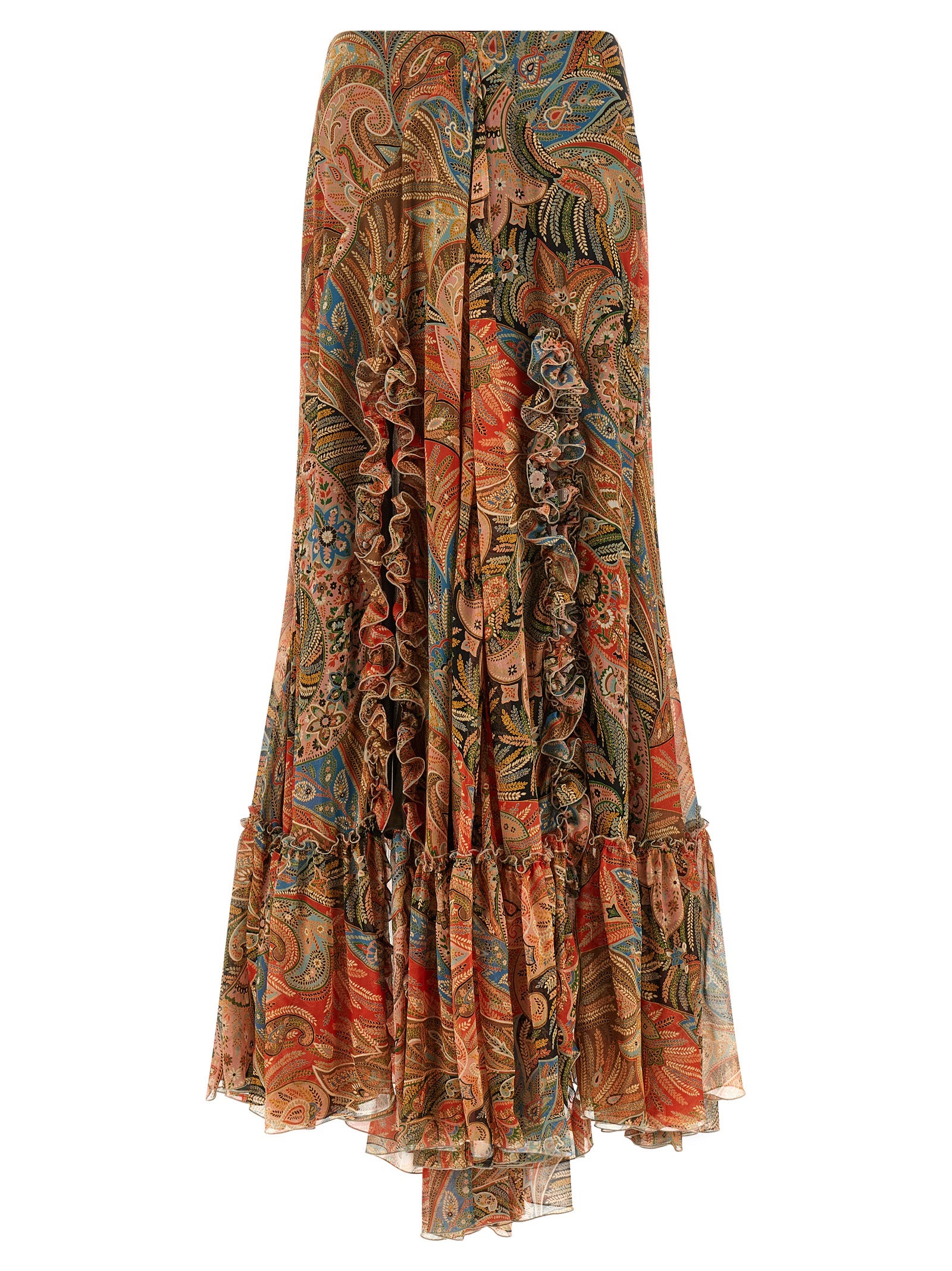 Etro PaisleyFoliage Extravagant Botanical Patterned Skirt