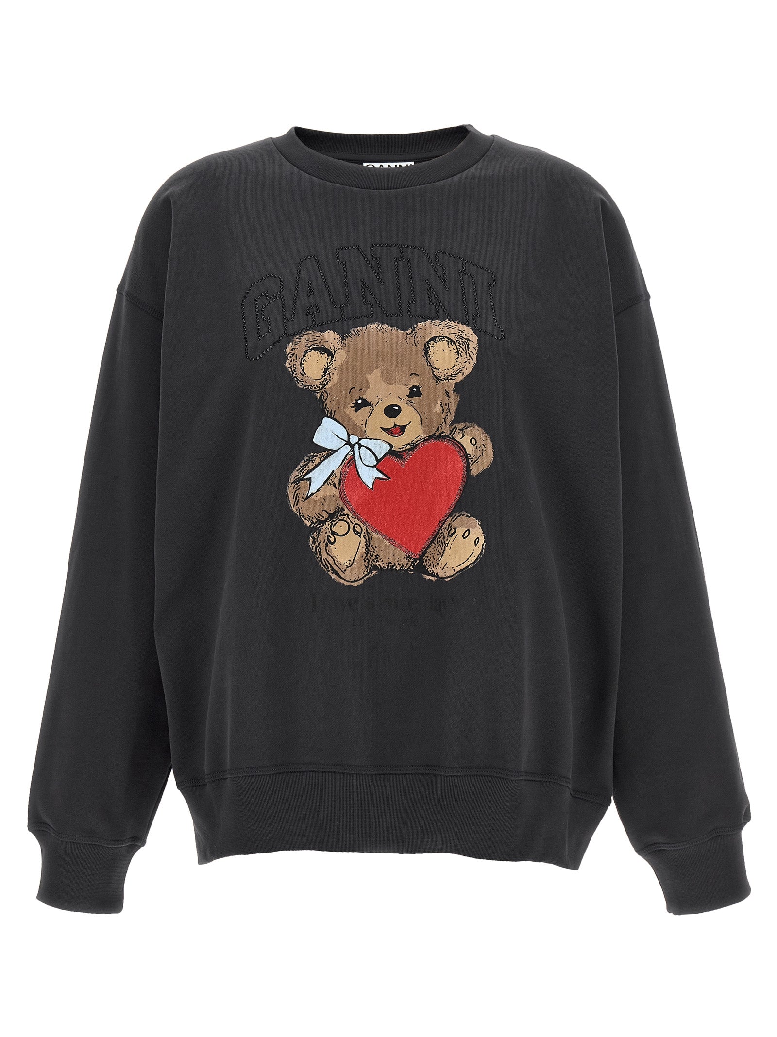 Ganni Orso Embellishment Rhinestone Logo Sweatshirt