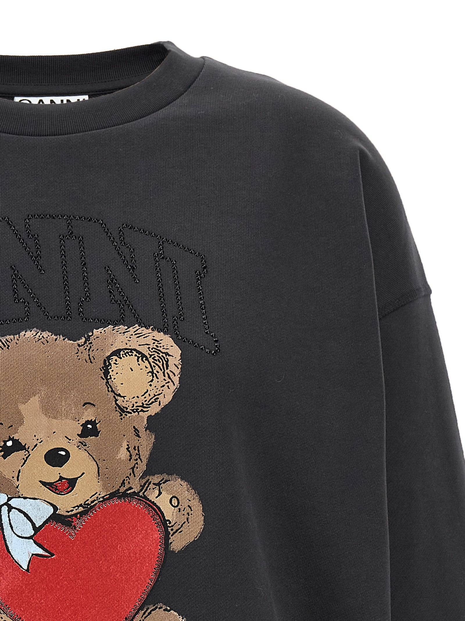 Ganni Orso Embellishment Rhinestone Logo Sweatshirt