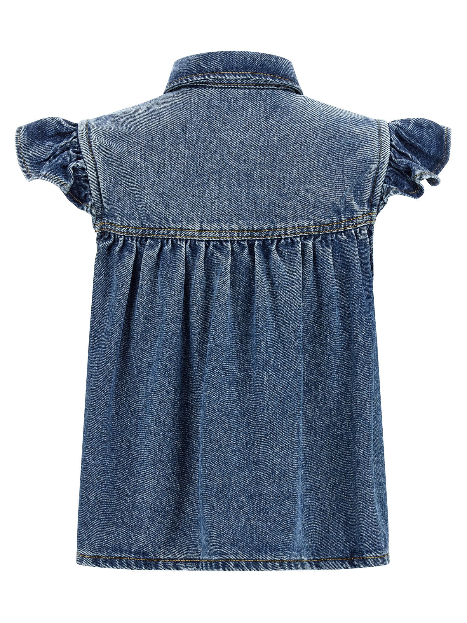 Ganni Denim Ruffle Top