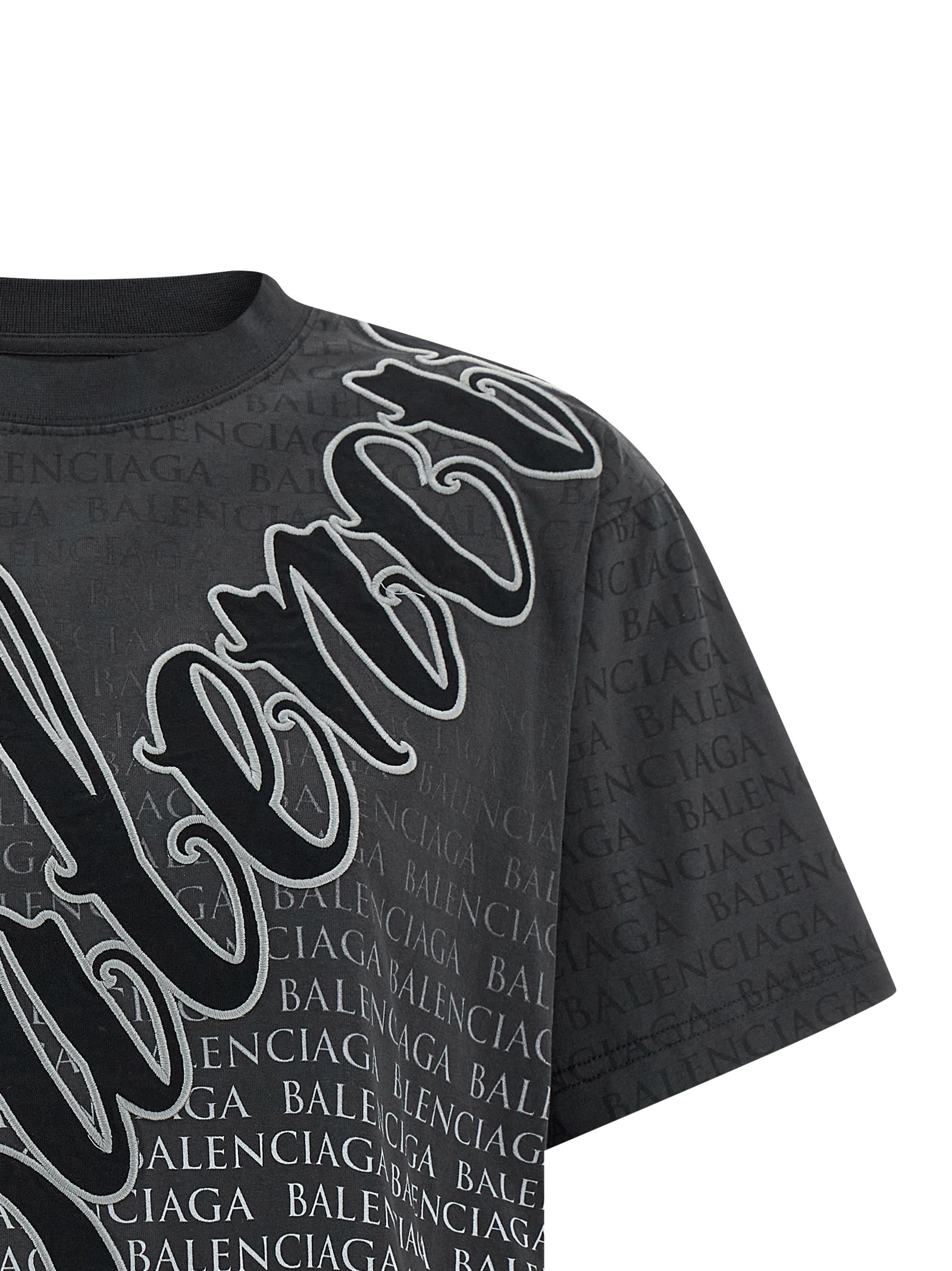 Balenciaga + Logo Embroidered Monogram Signature + T-Shirt