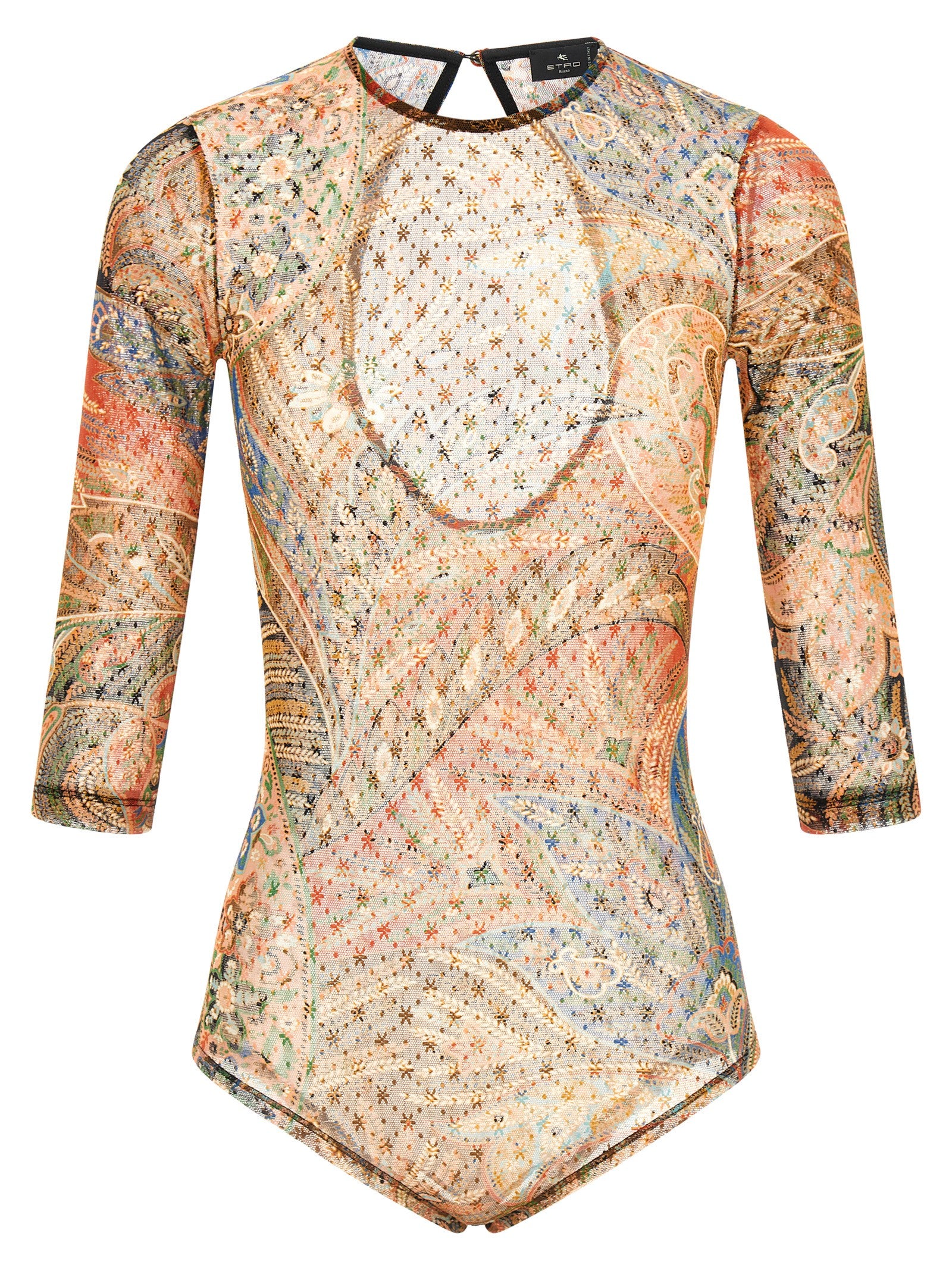 Etro Paisley Foliage Embroidered Printwork Bodysuit