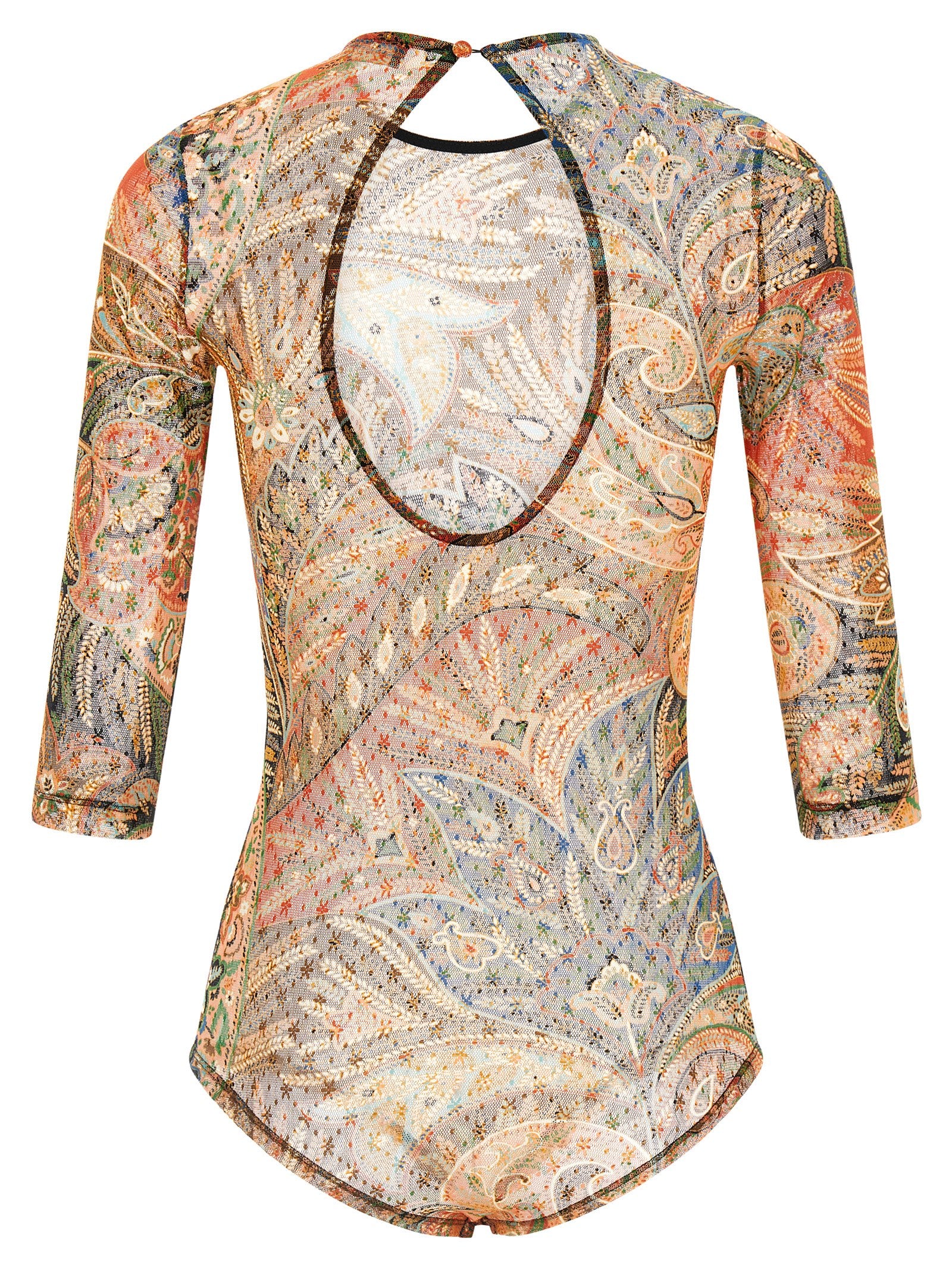 Etro Paisley Foliage Embroidered Printwork Bodysuit