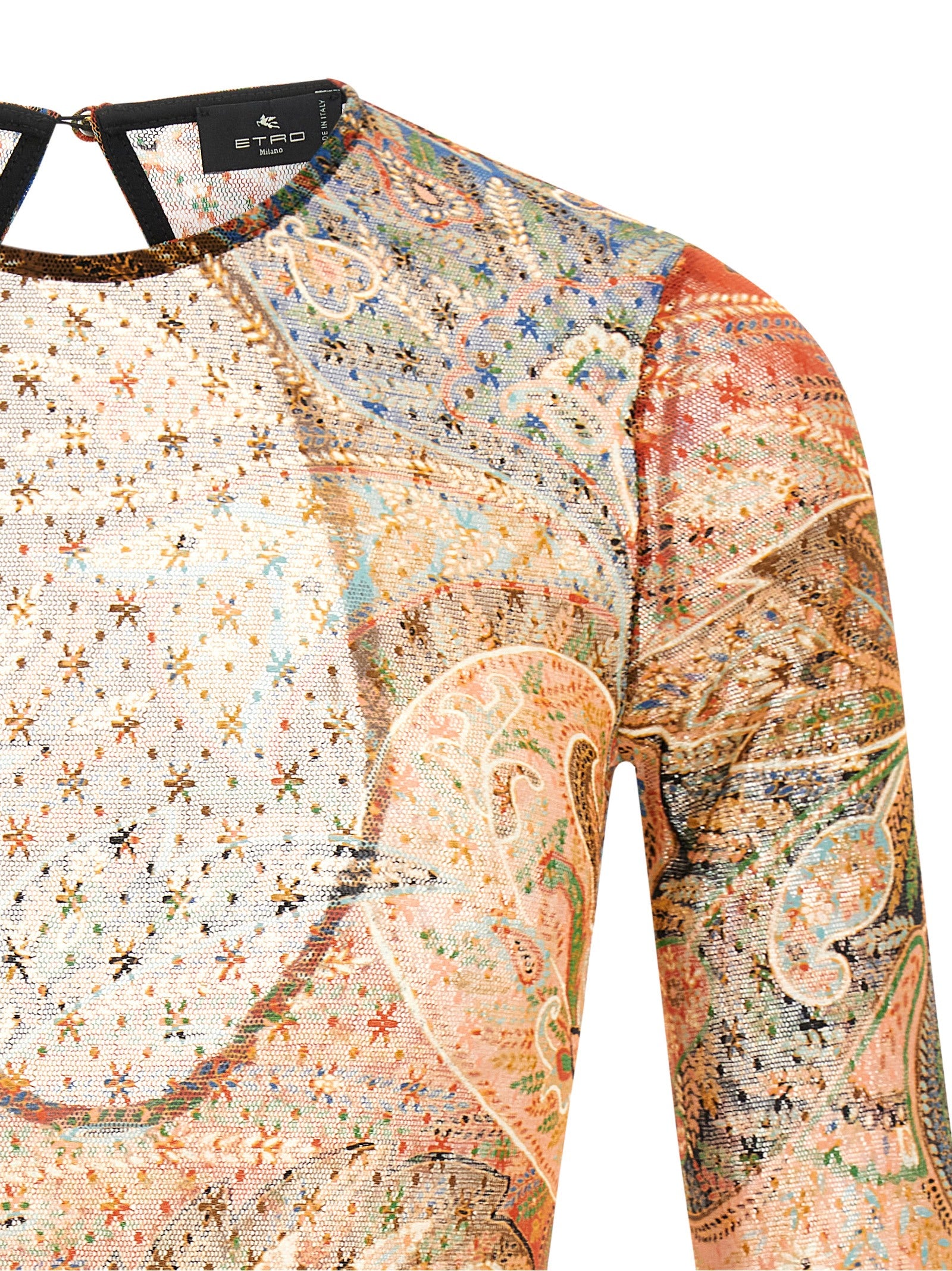 Etro Paisley Foliage Embroidered Printwork Bodysuit