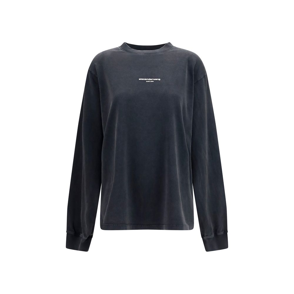 Alexander Wang Logo Crewneck Long-Sleeve Sweatshirt