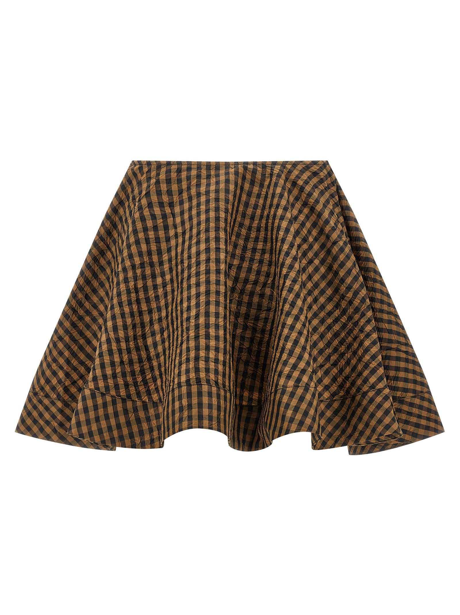 Ganni Wheel Crinkled Check Skirt