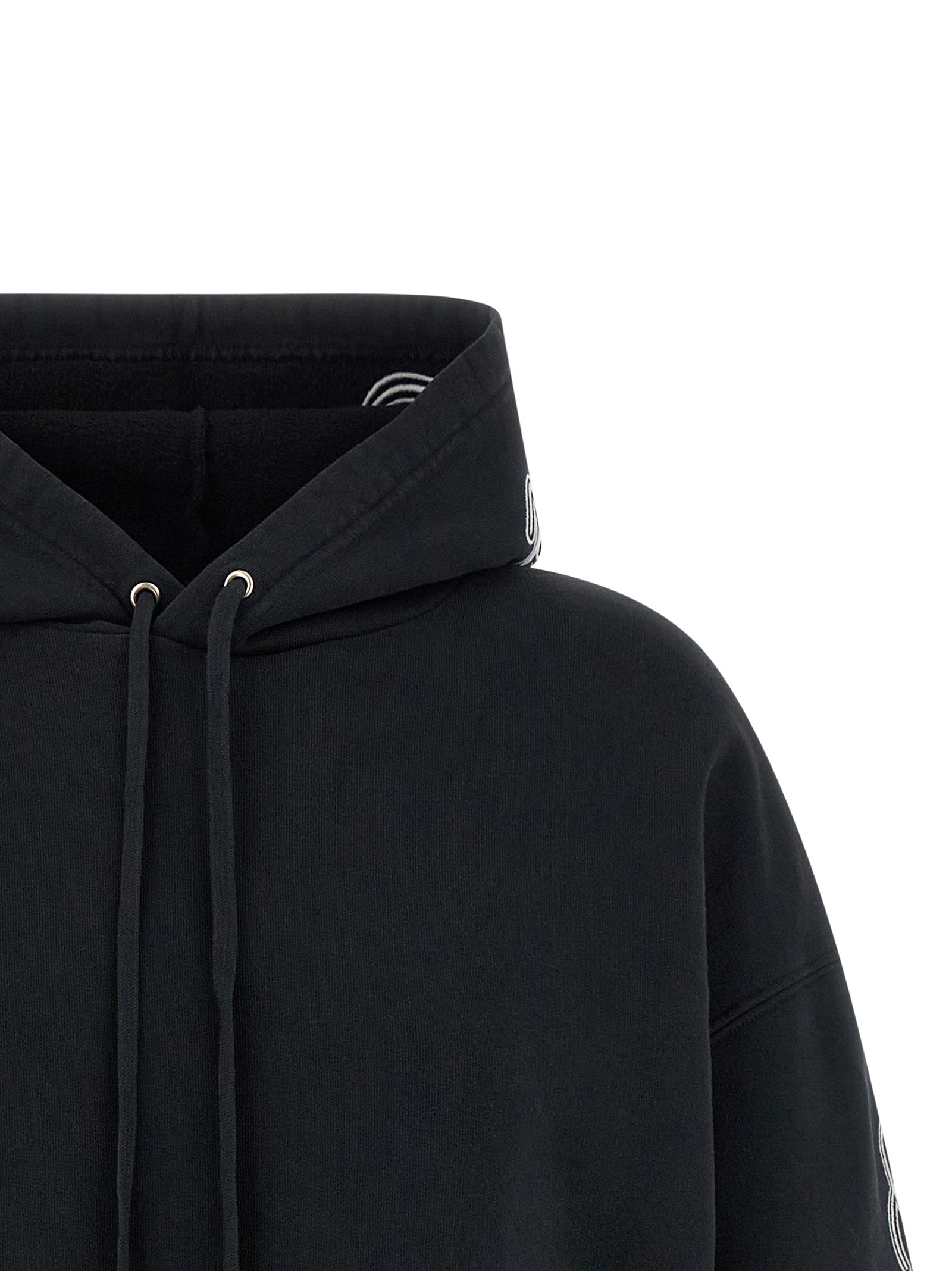 Balenciaga Cursive Embroidered Logo Drawstring Hoodie