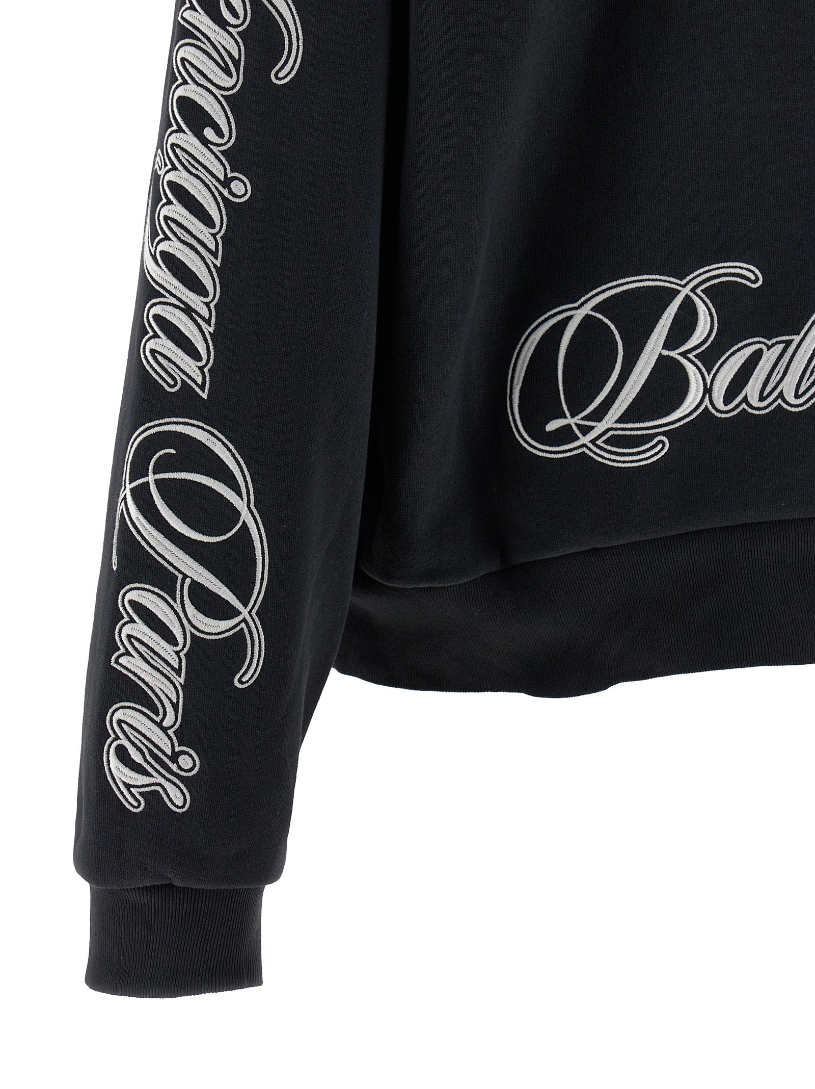 Balenciaga Cursive Embroidered Logo Drawstring Hoodie