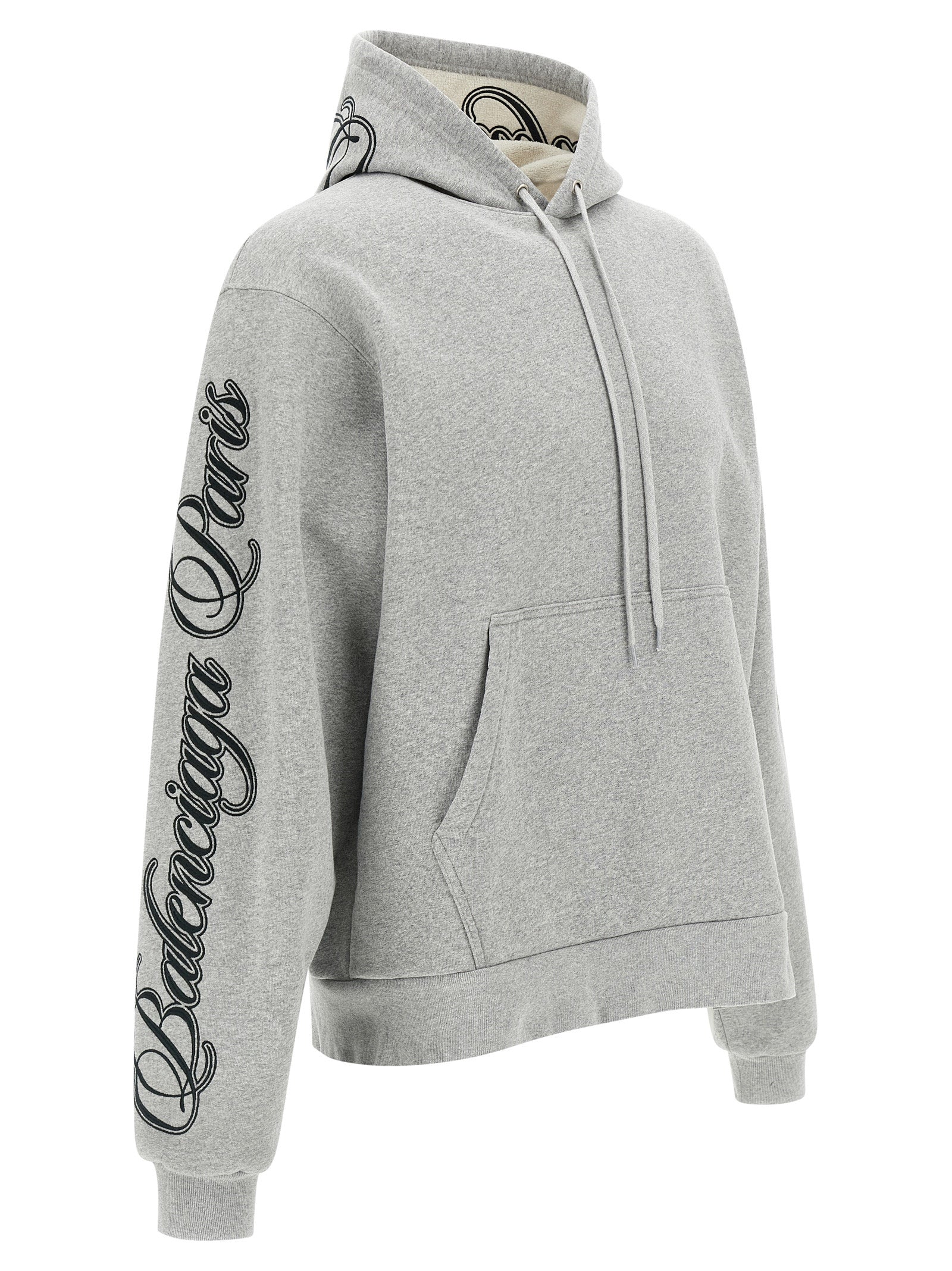 Balenciaga Cursive Embroidered Dry Mélange Hoodie