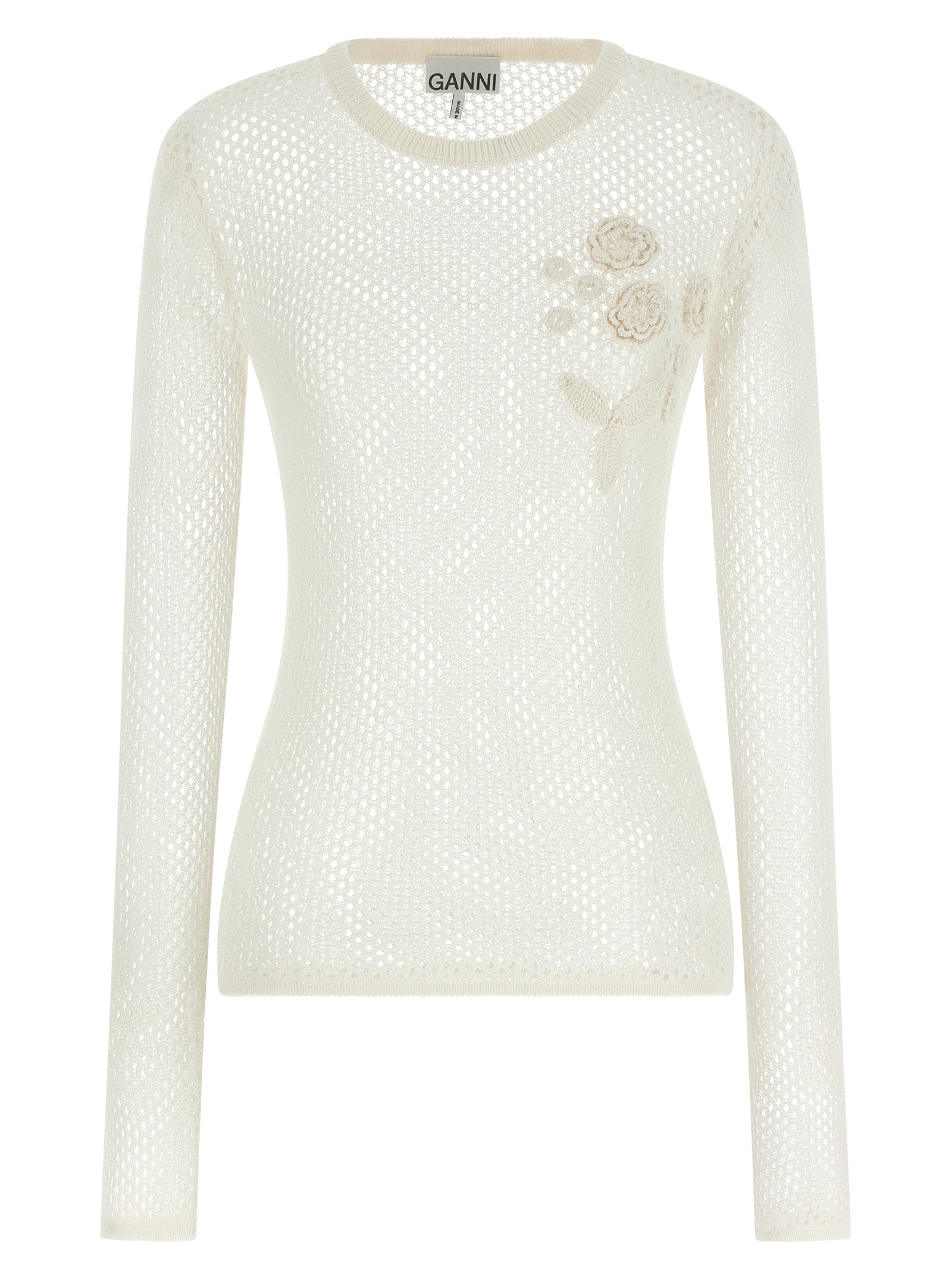 Ganni Pointelle Architectural Ribbed Knitwear Cardigan