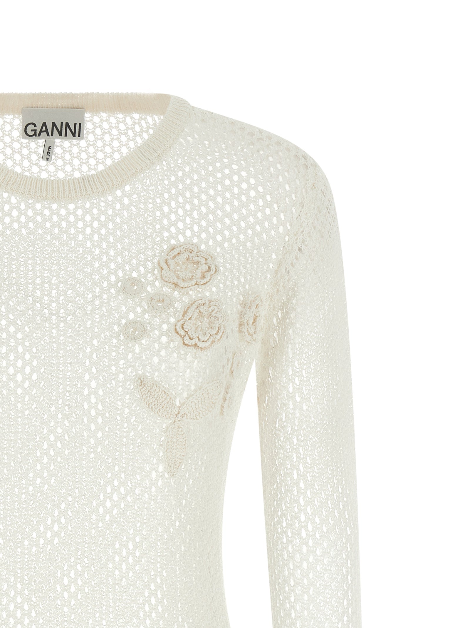 Ganni Pointelle Architectural Ribbed Knitwear Cardigan