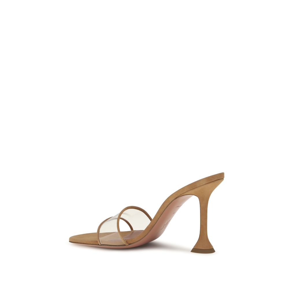 Amina Muaddi Andreea Glass Mule Sandals