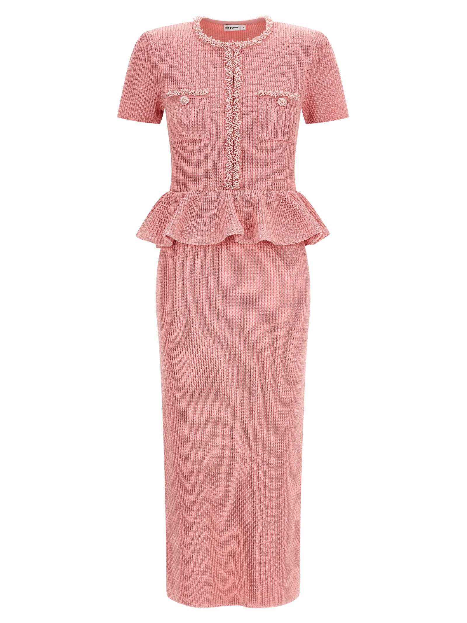Self-Portrait Multicolor Beaded Textured Knit Dress