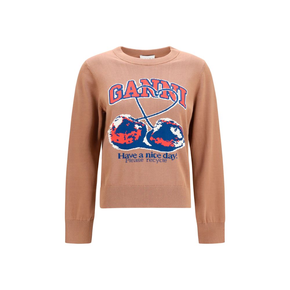 Ganni Cherry Print Signature Extravagant Sweatshirt