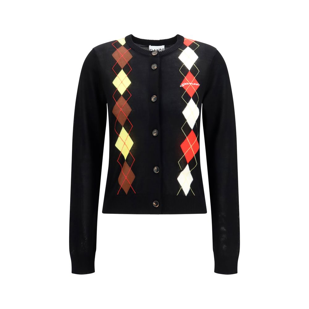 Ganni Diamond Pattern Cardigan