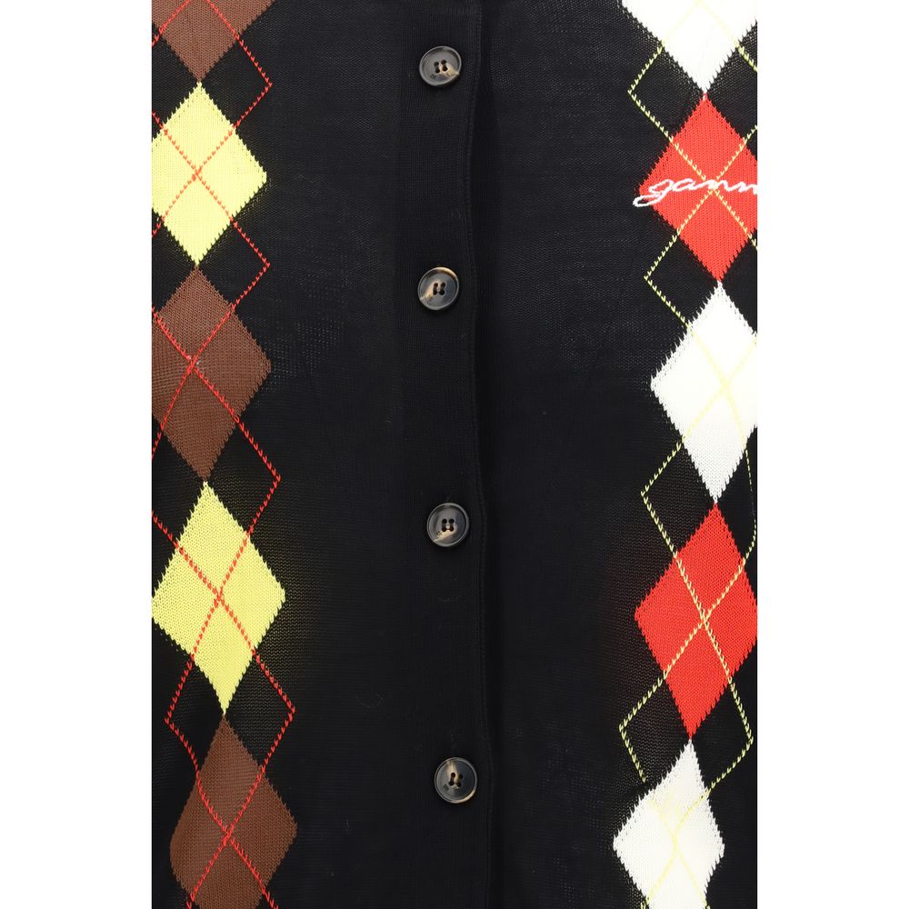 Ganni Diamond Pattern Cardigan