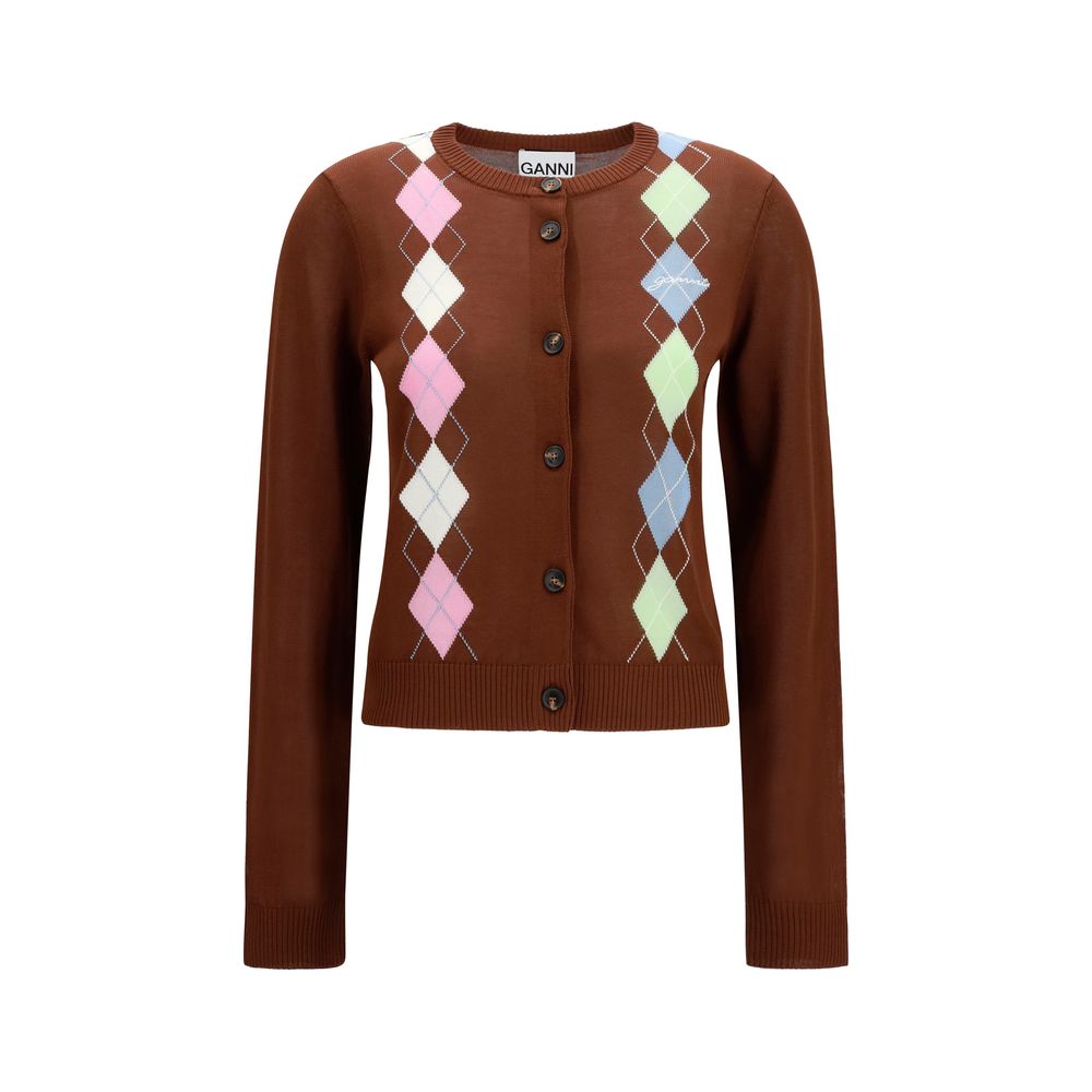 Ganni Diamond Pattern Intricately Cardigan