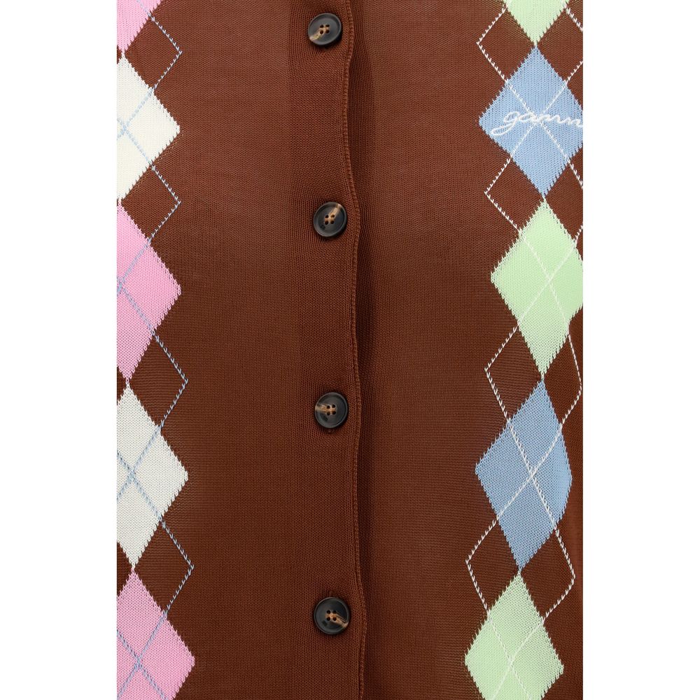Ganni Diamond Pattern Intricately Cardigan
