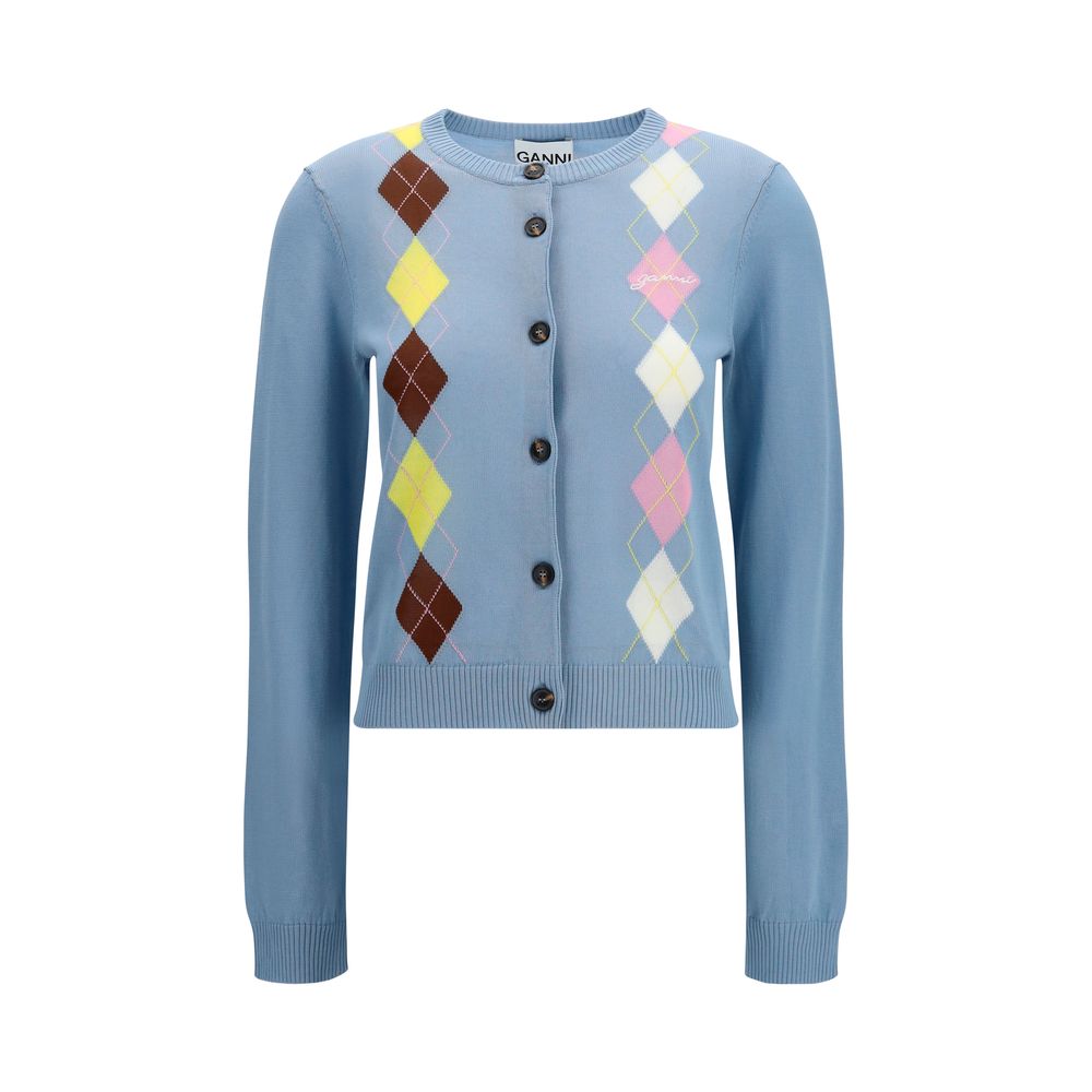 Ganni Diamond Patterned Intricate Cardigan