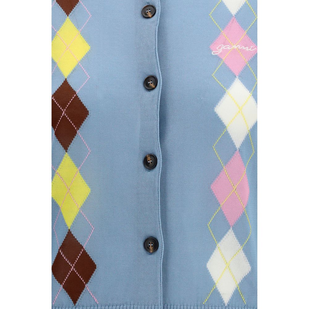 Ganni Diamond Patterned Intricate Cardigan