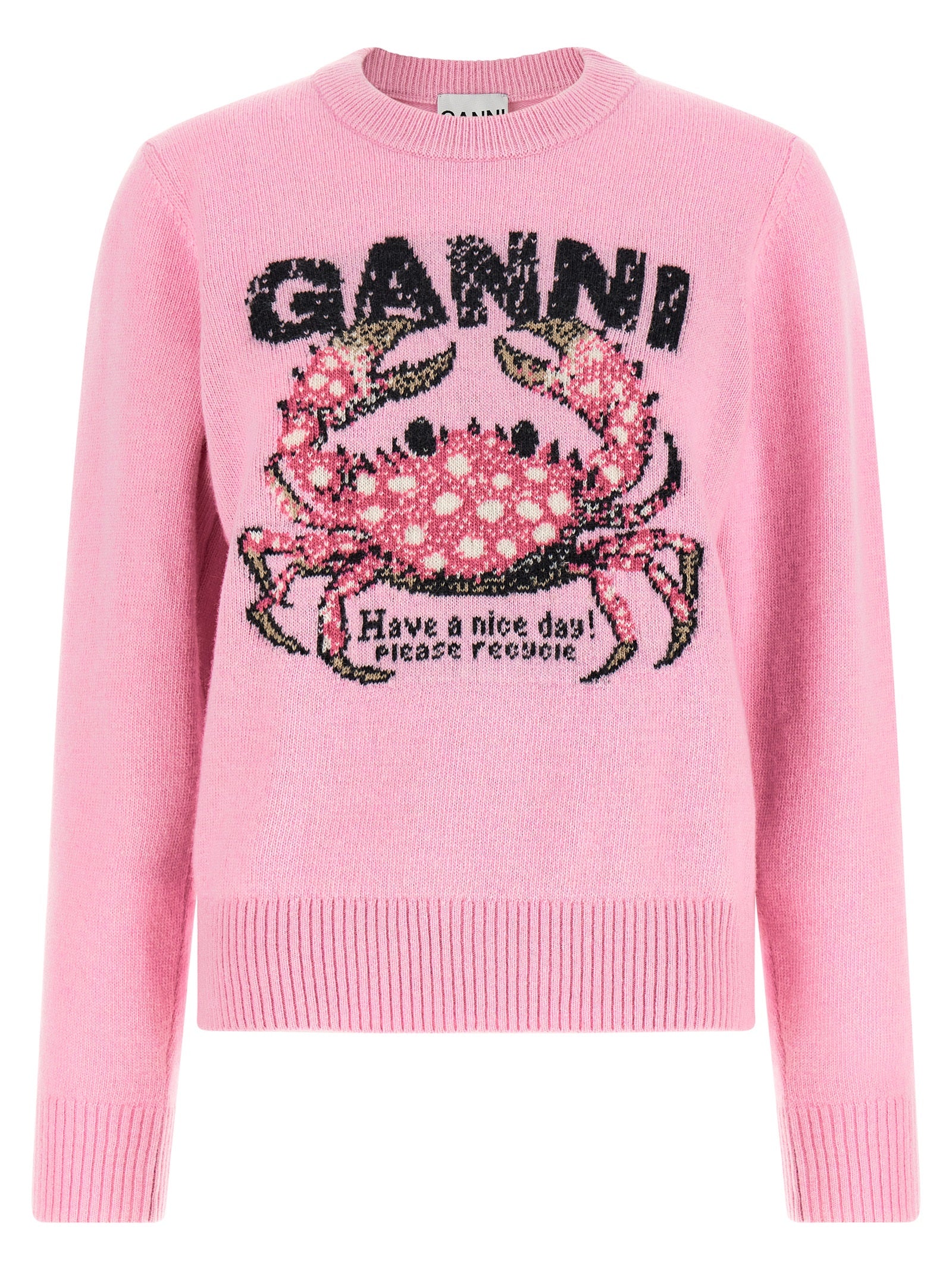 Ganni Crab Logo Embroidered Sweatshirt