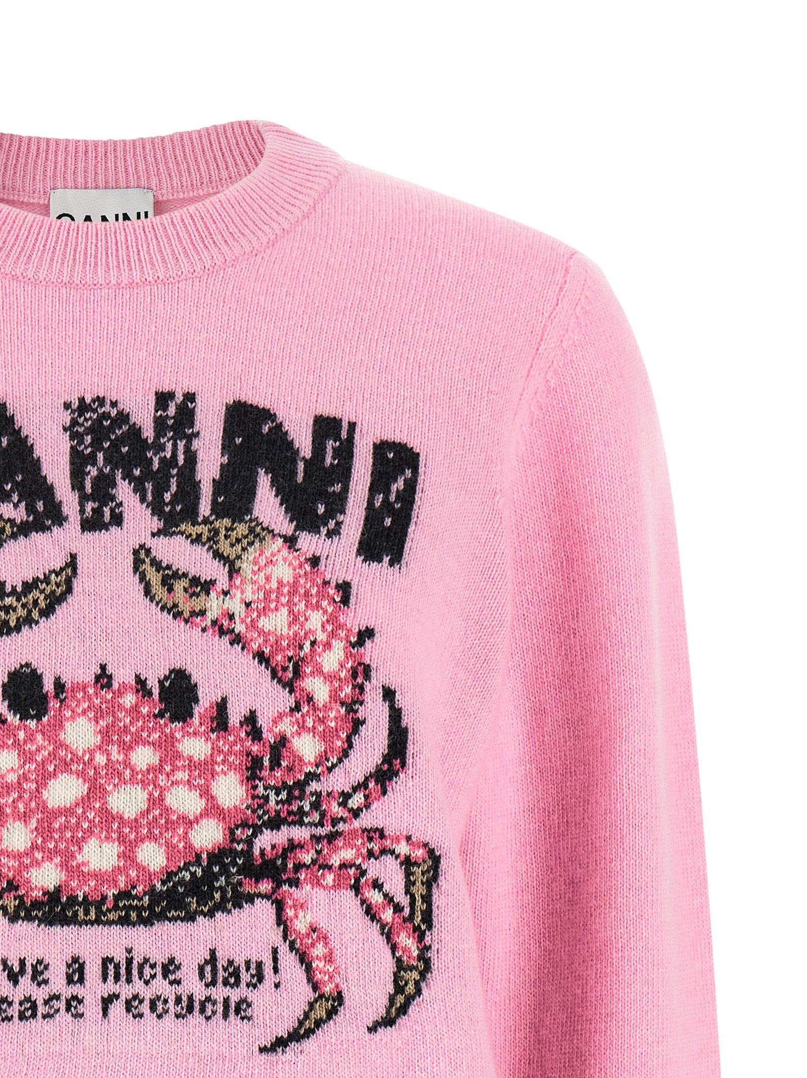 Ganni Crab Logo Embroidered Sweatshirt