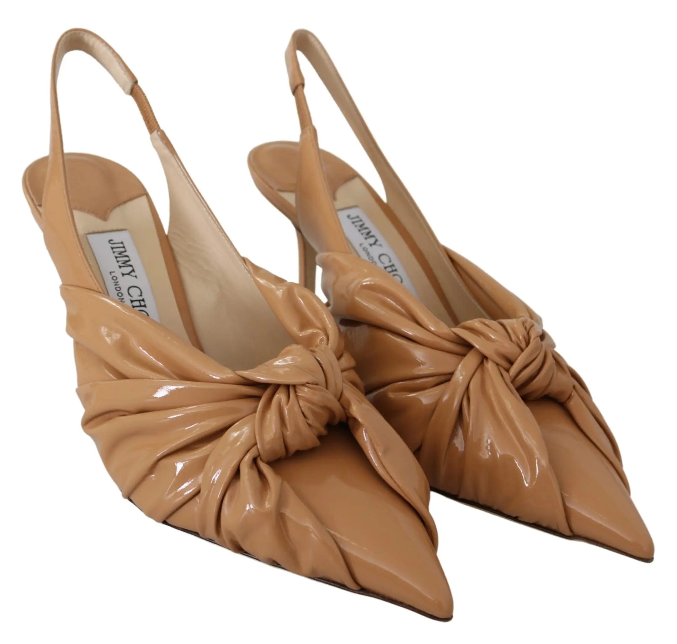 Jimmy Choo Annabell 85 Beige Patent Leather Pumps with Pointed Toe Jimmy Choo