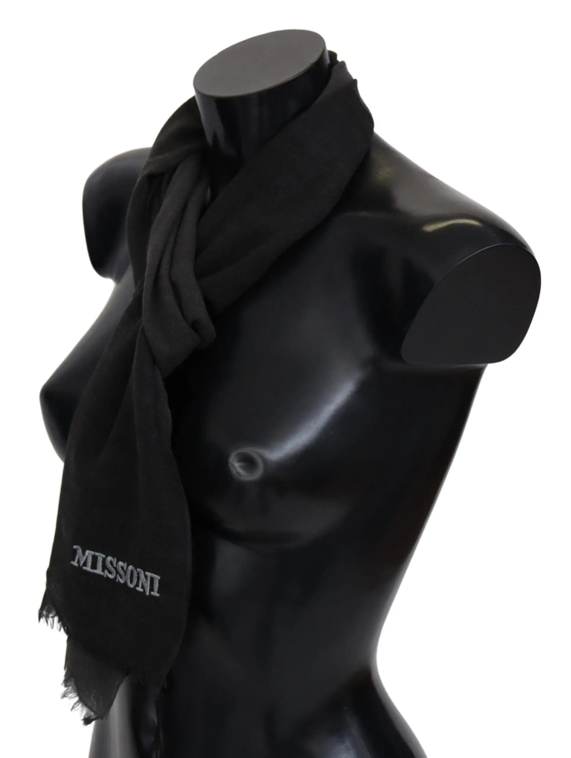 Missoni Black 100% Wool Unisex Neck Wrap Scarf Missoni