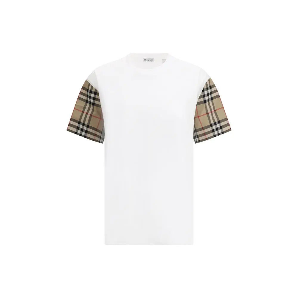 Burberry Cotton Check Archive Sleeve Oversize T-Shirt White Burberry