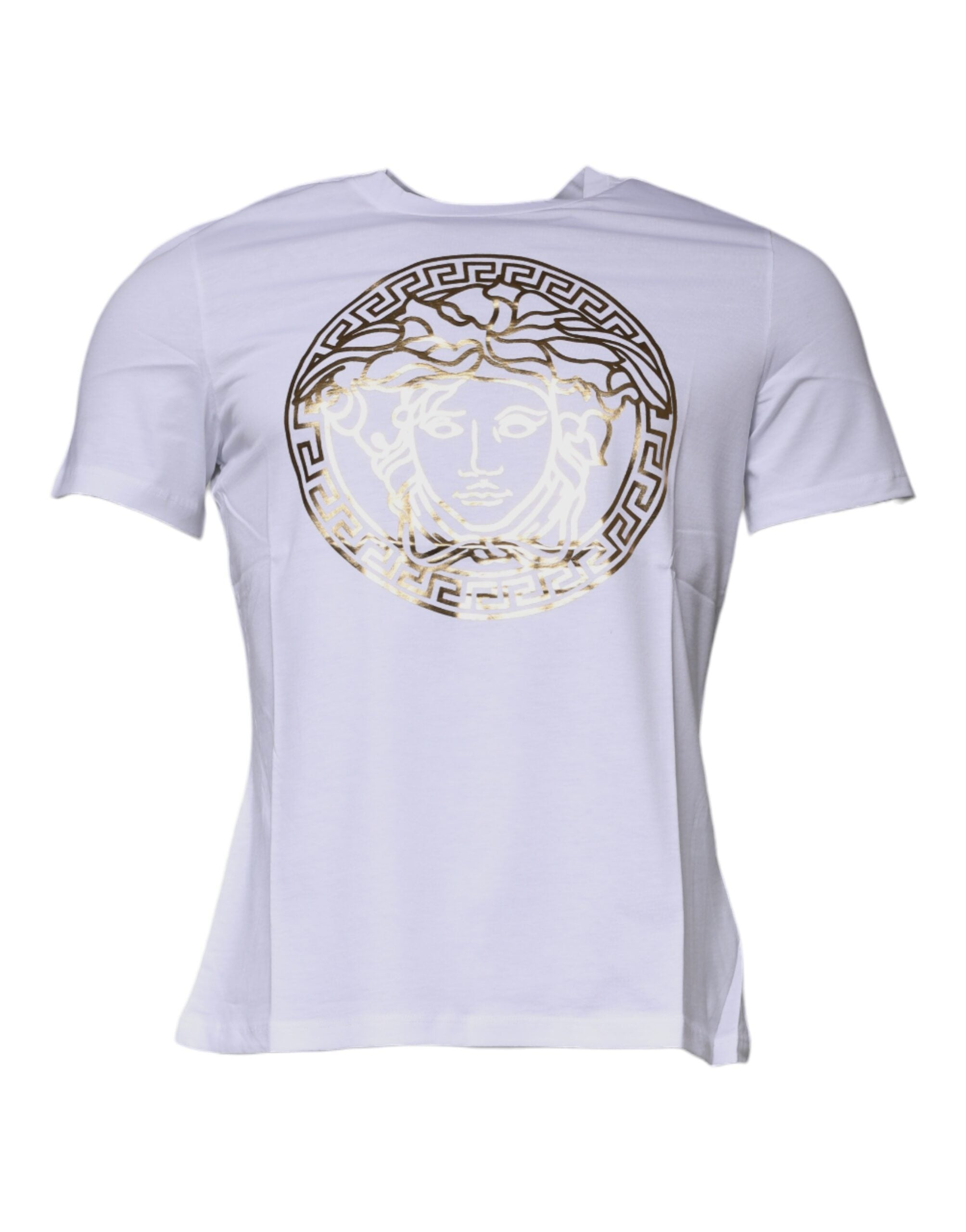 Versace White Medusa Print Cotton Crew Neck T-shirt Versace
