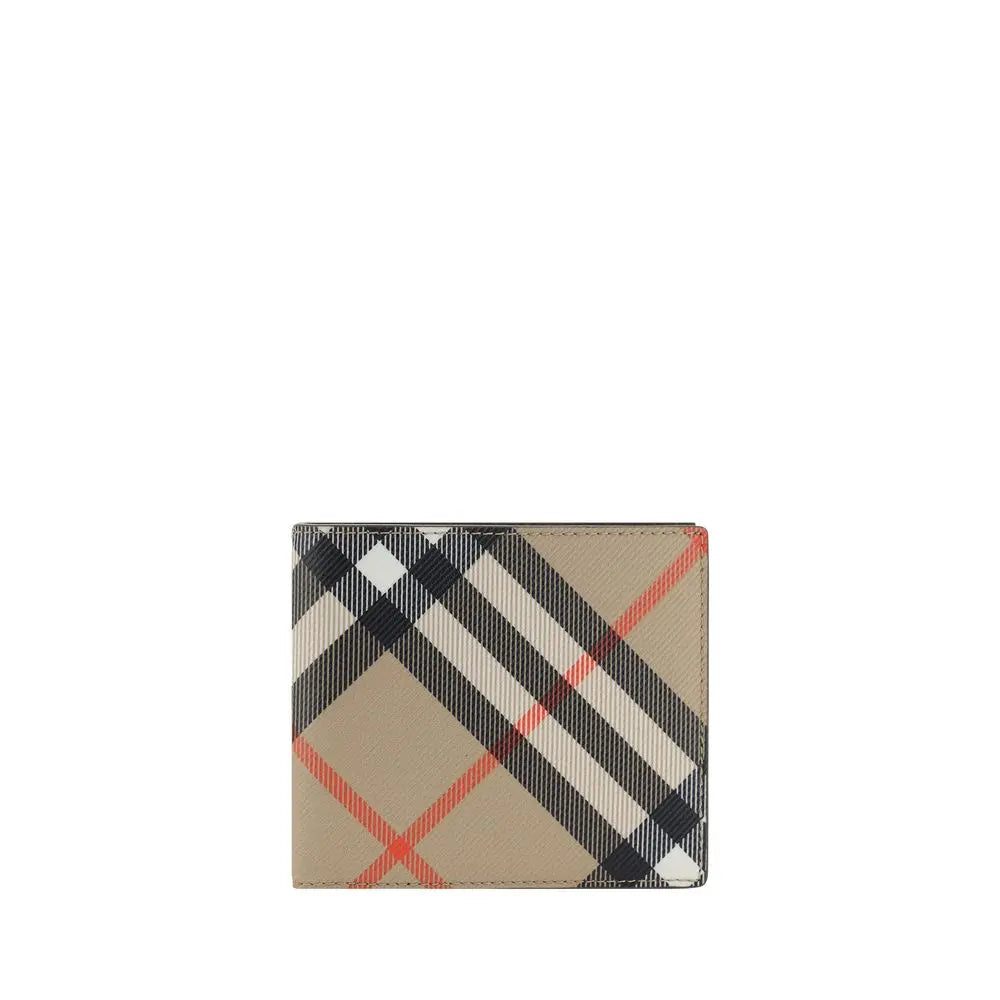 Burberry Check Wallet – Beige Leder en Canvas Burberry